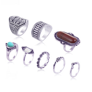 Ethnic Rings Sets With Tiger Eye Stone