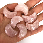Load image into Gallery viewer, Natural Pink Quartz Moon Shaped Healing Polished Stones
