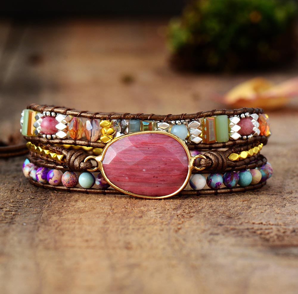 Natural Healing Stone Women's Wrap Bracelet